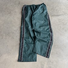 Vintage Baggy Nylon Track Pants Striped Pine Green 90s Mens Size XL