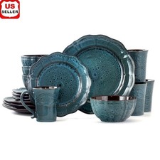16 Piece Round Stoneware Dinnerware Set Micro...