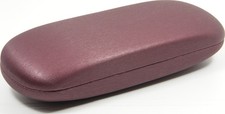 Hard Clam Shell Eyeglasses Case Burgundy Protective Glasses w/ Cleaning Cloth