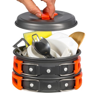 10 PCS Camping Cookware Mess Kit Camping Gear Campfire Utensils Lightweight S...