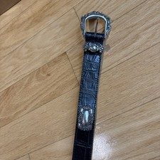 Vintage Brighton Black Leather Western Belt M Concho Buckle 42203