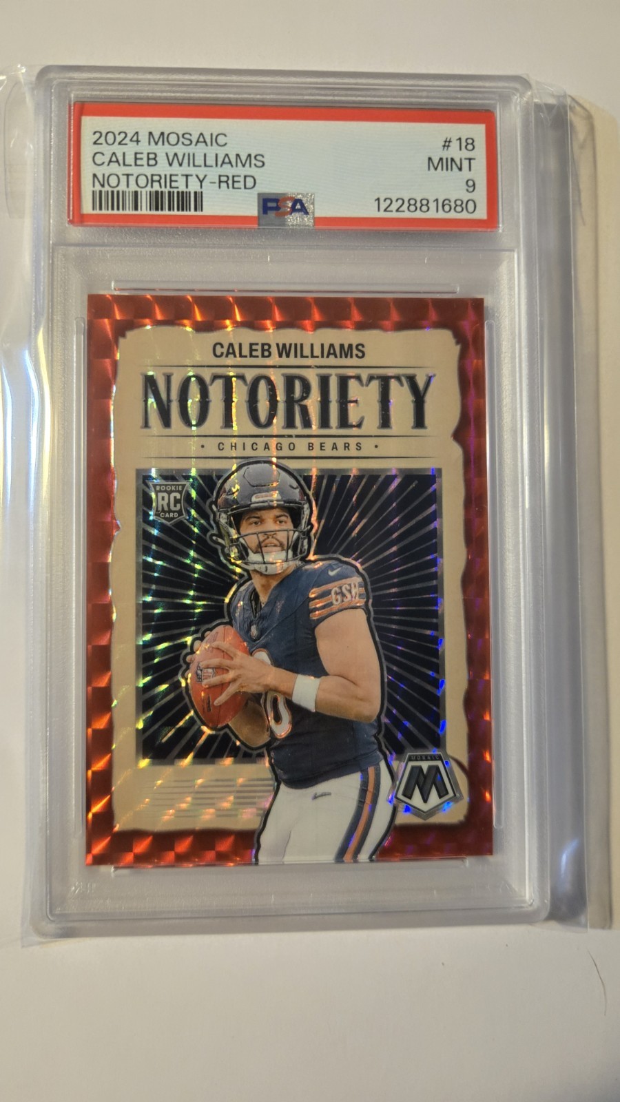 2024 Panini Mosaic - Notoriety Caleb Williams #18 Red Mosaic Prizm (RC)