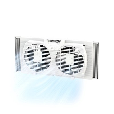 Comfort Zone 9-Inch Dual Window Fan with Reversible Exhaust, 2 Speeds, Expandabl