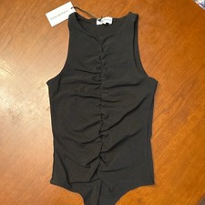 Weworewhat bodysuit black ruched sleeveless tank Small NWT 39