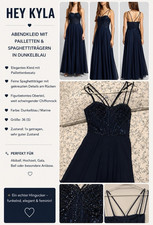 HEY KYLA Damen Abendkleid lang dunkelblau Pai...