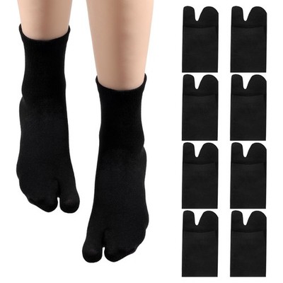 Qulkws 4 Pairs Unisex Split Toe Cotton Tabi Sock 4-9, Black 