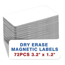 72 Pcs Dry Erase Magnetic Labels, 3.2 x 1.2 Reusable x Inch, White
