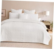 Cotton King Size Quilt Bedding Sets with Pillow oversized king-120x128 White