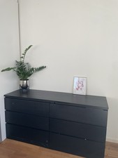 Ikea Malm Kommode Schwarz Braun 6 Schubladen 160cm breit