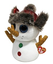 Ty Beanie Boos - Buttons the Snowman, Medium (10.5"), Glitter Eyes, MWMT