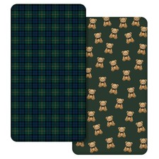 2 Pack Tartan Plaids Bear Baby Crib Fitted 52'' x 28'' Stretchy Neutral Fitte...