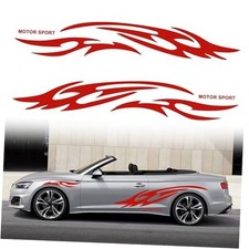 2Pcs 66'' Flame Graphics Stickers Car Body Side Skirt Decals Racing Sports Red