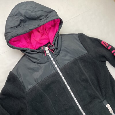 Superdry Mountain Hooded Fleece Jacket Women s XS Full Zip Black Pink Team Fuji