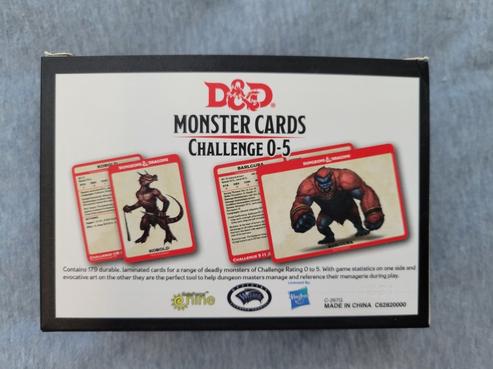 Dungeons and Dragons D&amp;D Monster Cards - Challenge 0-5 - Box Set 5E ...