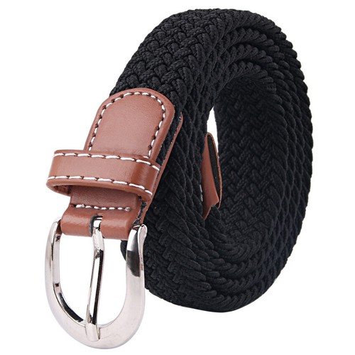 Women Skinny Crochet Knitted Stripe Elastic Belts Waistband Canvas Stretch Belt - Picture 2 of 17