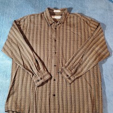 Jhane Barnes Mens Wear Dress Shirt Geometric Striped size Large Buttoned Brown