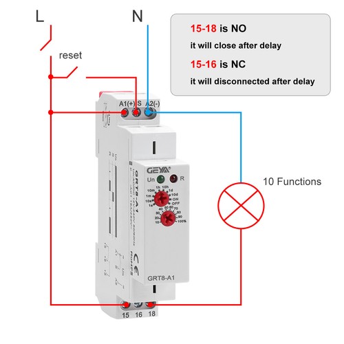 GEYA On Delay Off Delay Timer Relay Time Delay Relay AC/DC12V-240V 16A Din Rail - Picture 9 of 24