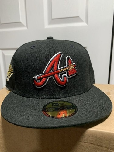 Hat Club Exclusive New Era 59FIFTY 7 1/8 ATLANTA BRAVES HAT BLACK WORLD SERIES - Picture 4 of 8