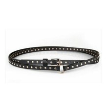 Women Thin Belt Faux Leather Black Punk Gothic Rivet Adjustable Waistband SHP