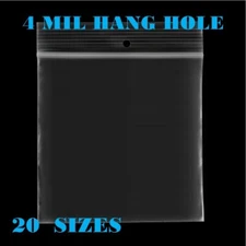 4Mil Hang Hole Top Lock Seal Bags Writable Reclosable Zip Plastic Parts Bag