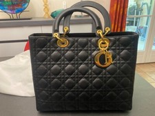 Sac Lady DIOR en cuir Noir Grand modèle