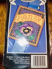 Vintage Banar Designs Seed Packet Bookmark Pansy Counted Cross Stitch Kit 1993