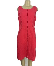 Talbots Size 8  Sleeveless Circled Lace Midi Dress Linen Blended Lined Women E31