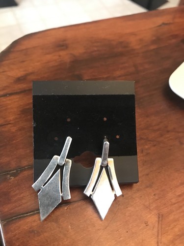 orecchini argento sterling geometrici design girevole in stile Georg Jenson - Foto 4 di 9