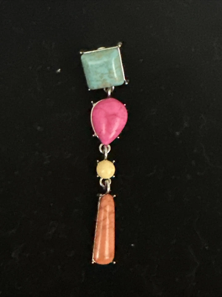 Pendientes colgantes J CREW turquesa piedra craquelada rosa amarillo naranja CARIDAD ❤️296 Foto 2 de 4