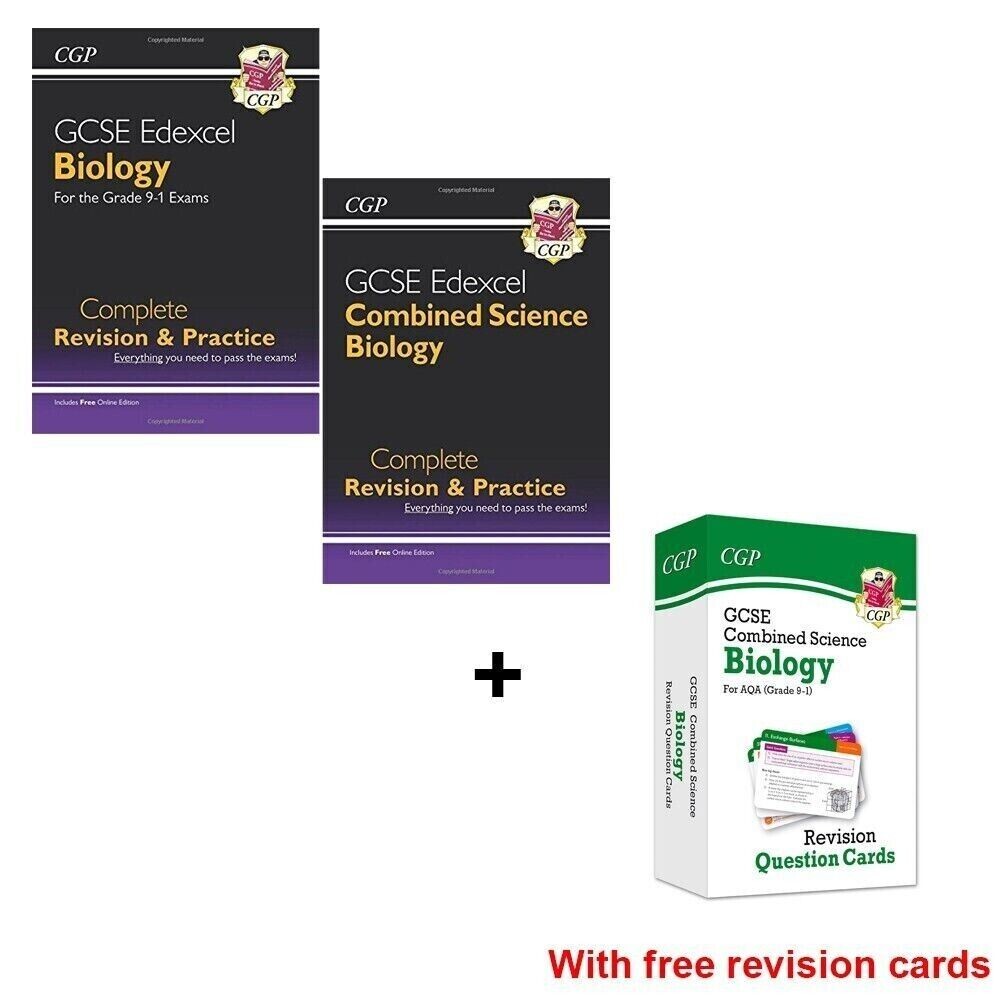 CGP GCSE Edexcel Biology Complete Revision & Practice 2 Books + With Free Cards