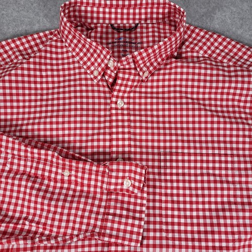 Camisa de manga larga Vineyard Vines On The Go Performance Brrr Gingham para hombre XXL roja