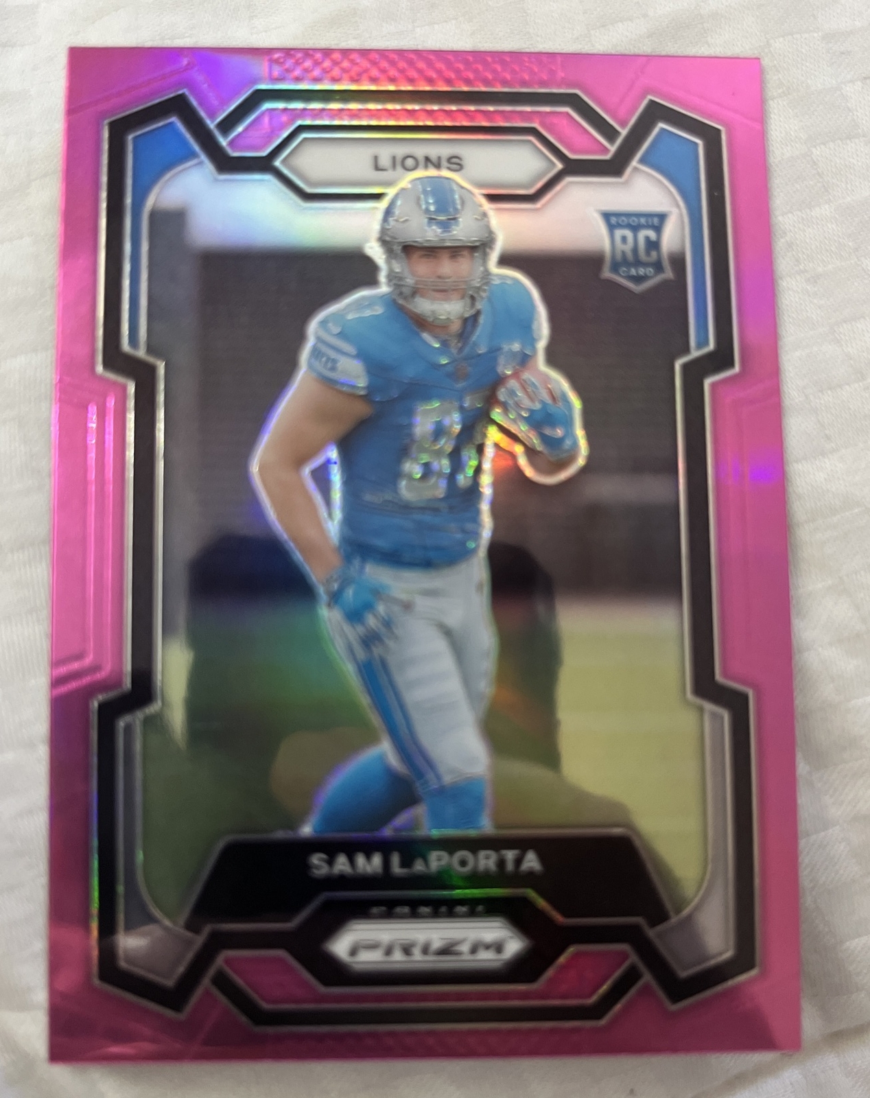Sam LaPorta 2023 Panini Prizm RC Pink Prizm Refractor SP #332 Detroit Lions