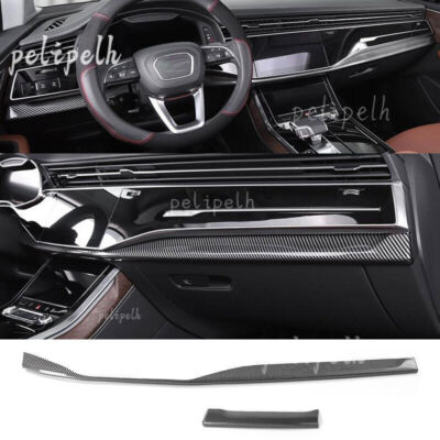 For Audi Q7 Q8 2020-2024 ABS Carbon Fiber Central Console Dashboard Strip  Trim