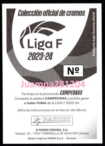 ANE AZKONA #18 ATHLETIC CLUB CROMO LIGA F 2023-24 FEMENINA PANINI 23/24 - Picture 2 of 2