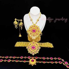 1 Set Thai Dance Ramthai Pink Gold Jewelry Costume Wedding Special Occasional