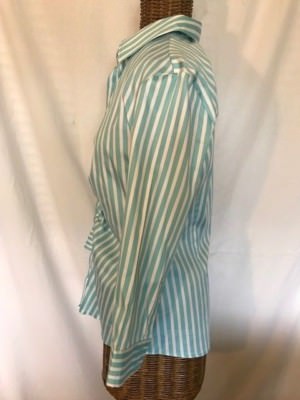Blouse New York & Company - Manches 3/4 Rayée Turquoise Et Blanc - Taille S - Neuf Avec Étiquettes