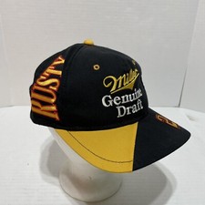 Vintage NASCAR 2 Rusty Wallace Miller Racing Genuine Draft Snapback Hat Black