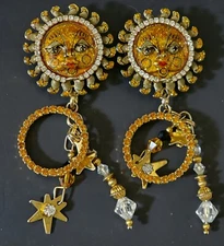 Lunch at the Ritz Sunshine Goddess Statement Earrings Glitter Crystal Hollywood