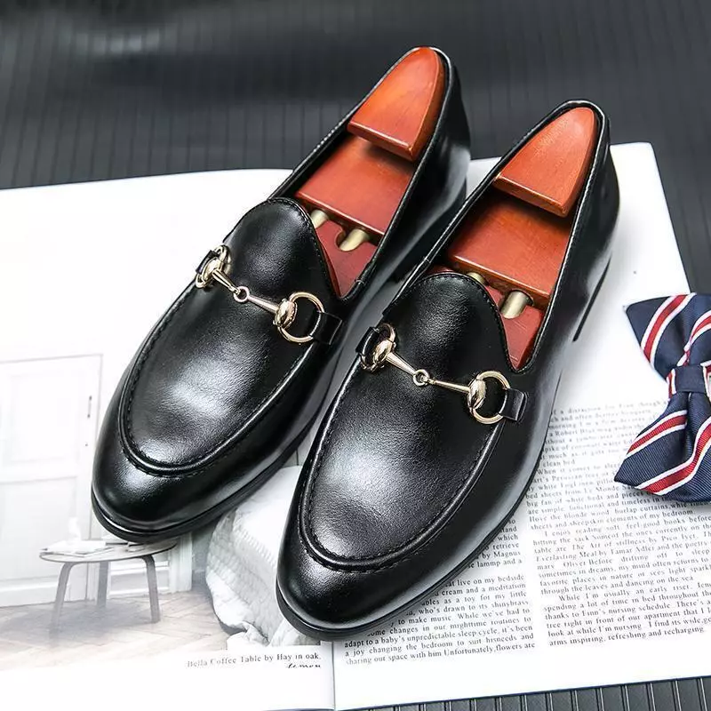 Black and gold store loafers mens