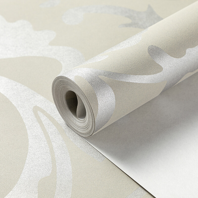 Silver Grey 3D Victorian Damask Embossed Wallpaper Home.TV Backdrop