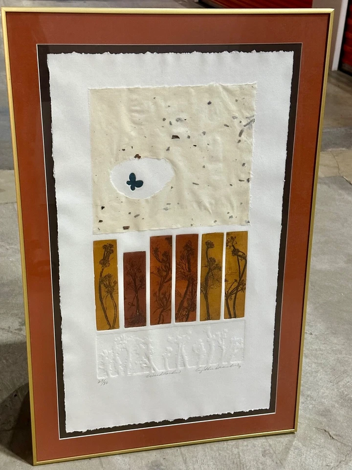 Arte de fibra WEED GARDEN de Cynthia diciembre (1936-2003) edición limitada 27/80 enmarcado 35"t Foto 3 de 4