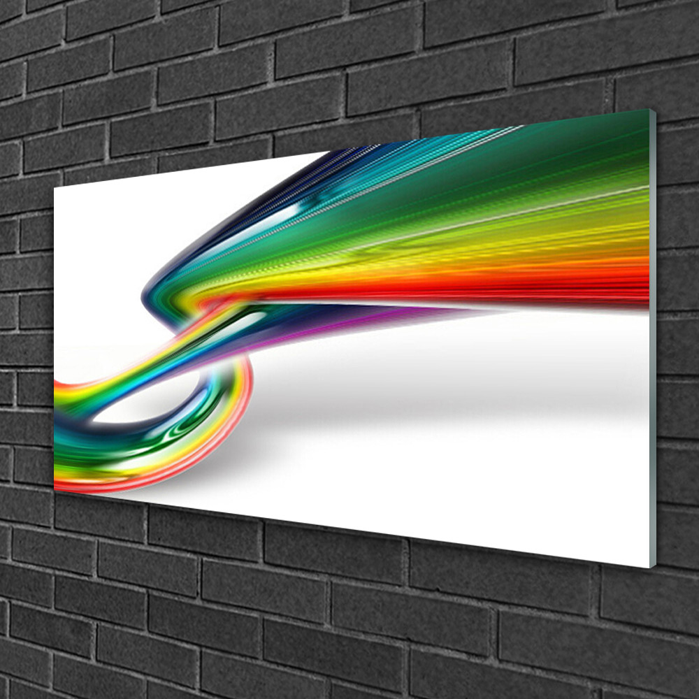 Tableau sur verre acrylique 100x50 Art Arc En Ciel Abstrait décoration murale panoramique