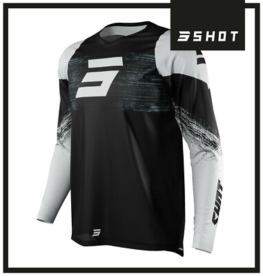NEU SHOT RAW BURST ERWACHSENE MOTOCROSS MX ENDURO QUAD TRIKOT SCHWARZ WEISS