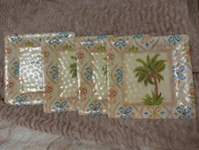 4 Cynthia Rowley Melamine Snack Sandwich Salad Dessert  Plates RARE Palm Tree