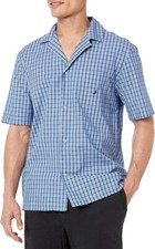 Nautica Men's Short Sleeve 100 Cotton Soft Button Down Pajama Top Blue Small