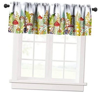 Forest Mushroom Valance Curtains,Green Natural Wild Plants 54x18 Inch Style-12