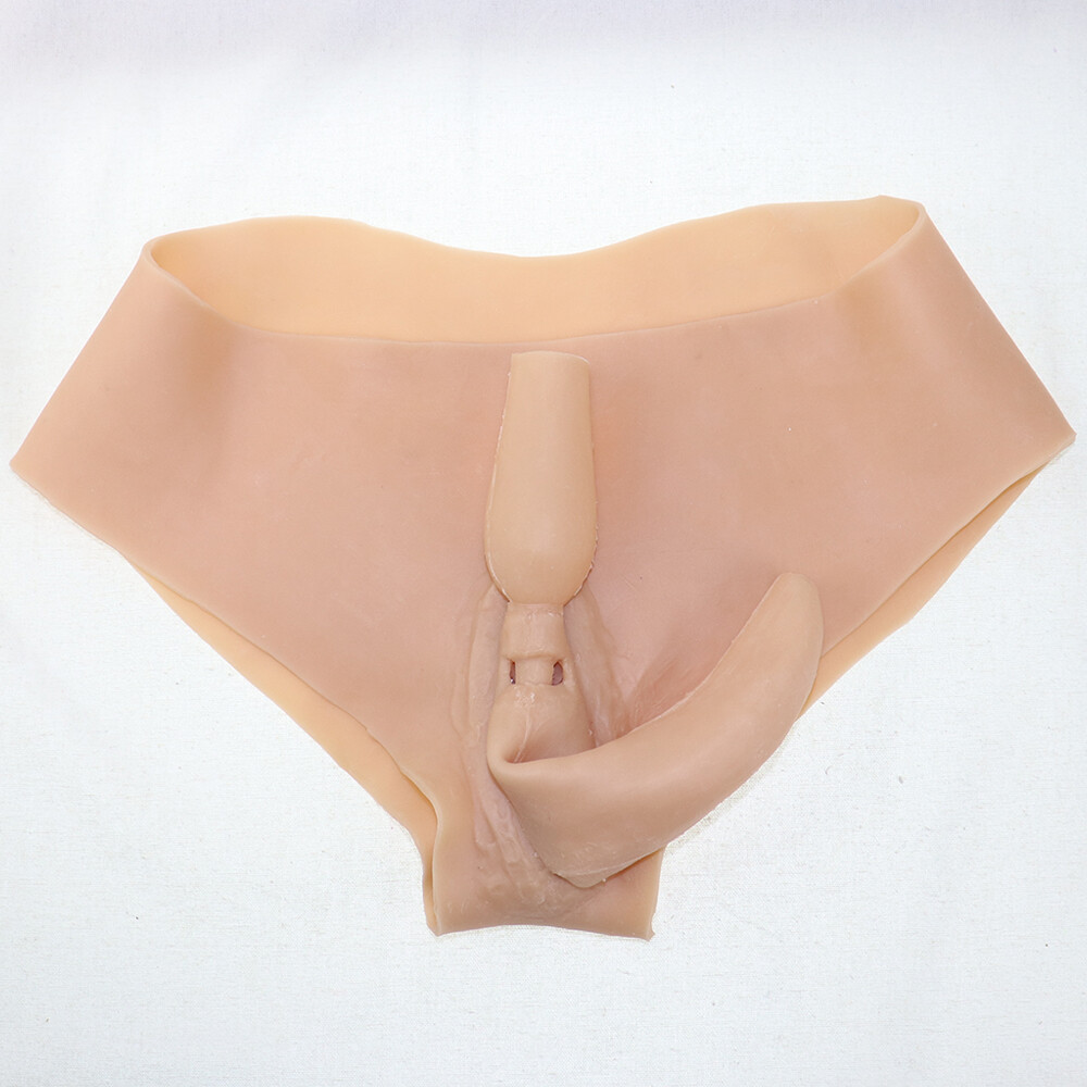 Panty travesti de silicona vagina orinar ropa interior transgénero pinza gaff