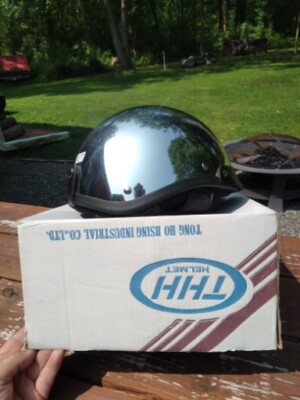 THH T-67 Half Shell Scooter Cruiser Street Bike Motorcycle Helmet Chrome Size Sm