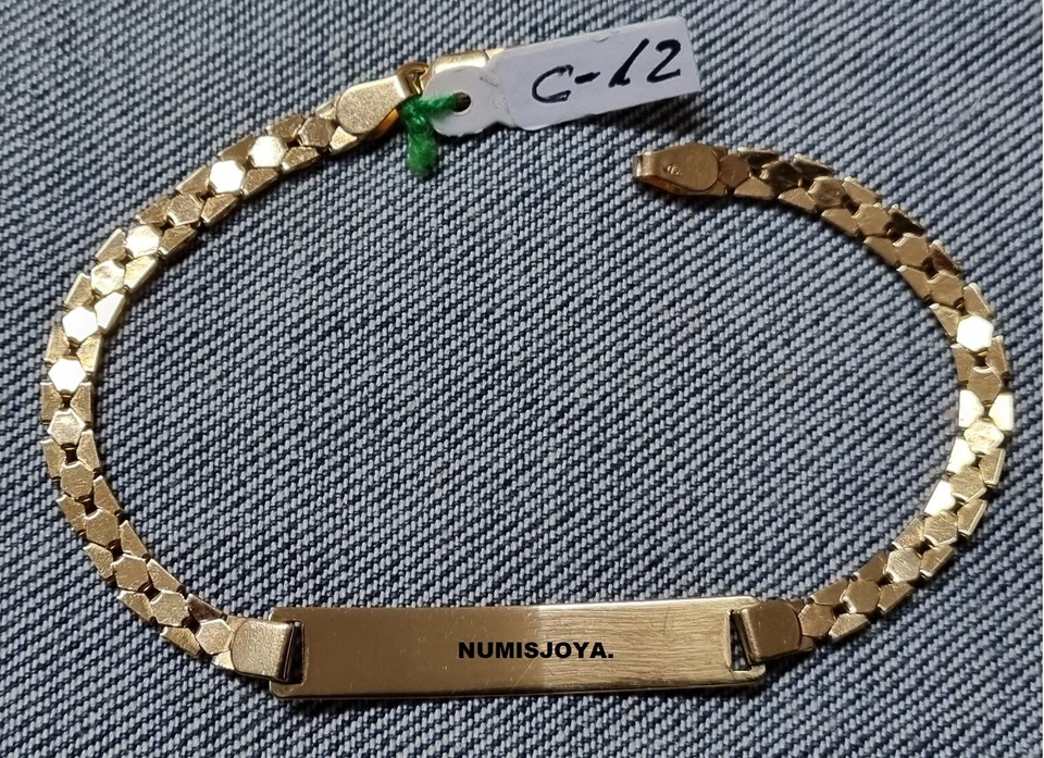 BRACELET avec plaque à graver or jaune 18 carats. Poids 6,50 gr. 17,50 cm. - Photo 2/3