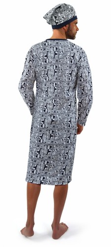 Camisón hombre Sesto mono algodón de una pieza manga larga + gorro de noche - Imagen 9 de 43